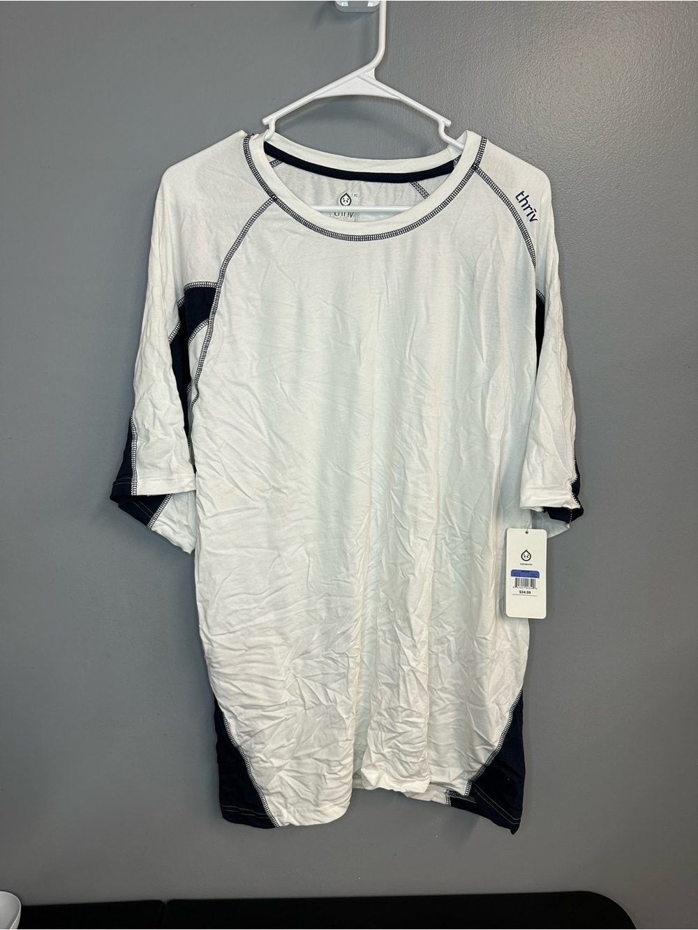 Thriv Men’s White & Black Athletic tennis Short Sleeve Shirt